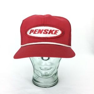 Penske Red Snapback Mesh Trucker Hat Ball Cap